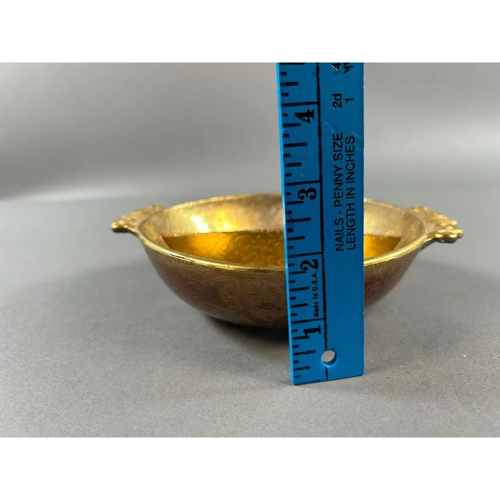 Vintage Amber Carnival Glass Divided Candy Dish Gold Iridescent Floral Etched